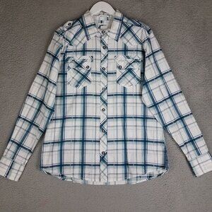 BKE Western Shirt Adult Large Plaid Button Up Athletic Fit Stretch Cowboy Men's